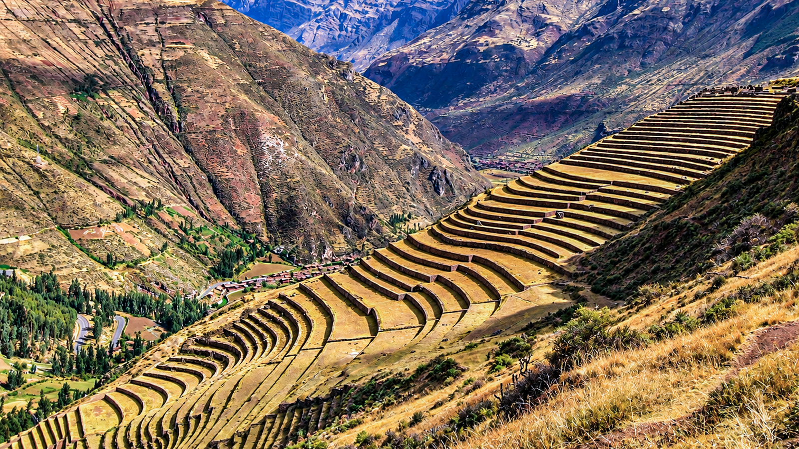 Terraces of Pisac above the Urubamba valley